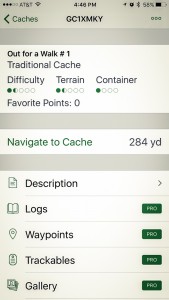 A screen shot of the app explaining level of difficulty, terrain, and how big the container is.