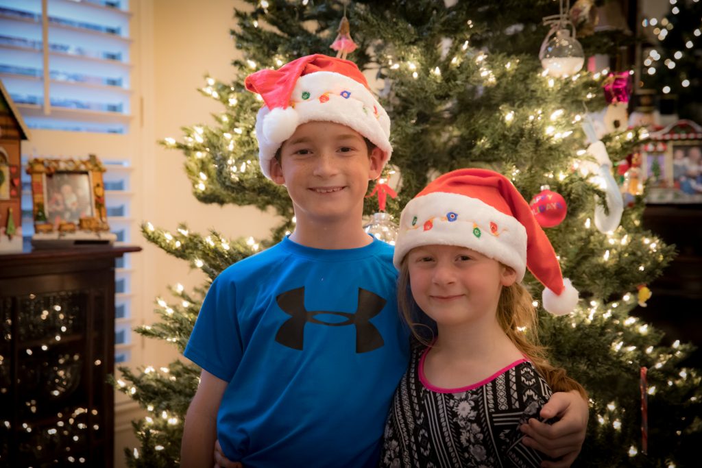 Occasionally, they will pose for me so I can snap a quick picture! And on this occasion, Zach actually agreed to wear a Santa hat!